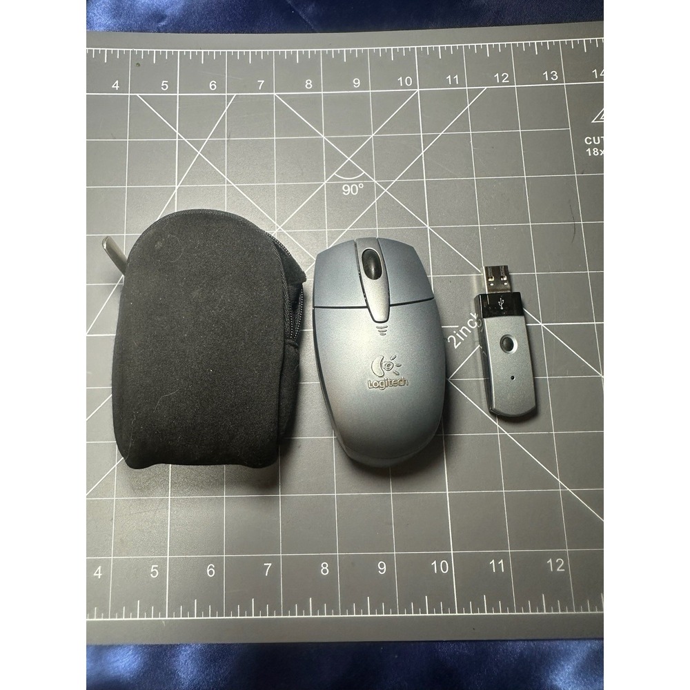 Logitech M-RAA93 Cordless Optical Mouse Blue USB Dongle Tested/Working With Case